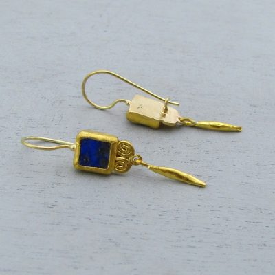 Handmade Lapis Lazuli 24k gold earrings