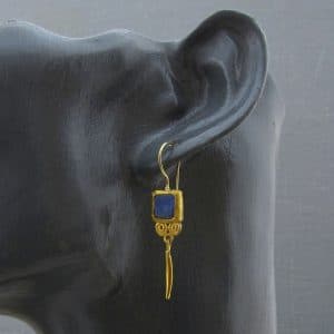 Handmade Lapis Lazuli 24k gold earrings