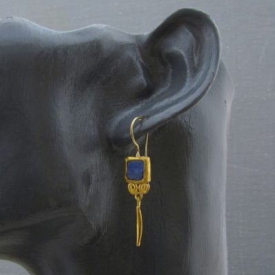 Handmade Lapis Lazuli 24k gold earrings