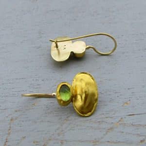 Handmade Peridot 24k gold dangle earrings