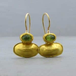 Handmade Peridot 24k gold dangle earrings