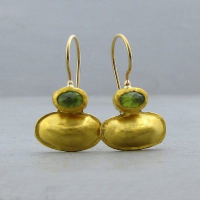 Handmade Peridot 24k gold dangle earrings