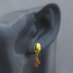 Pink Tourmaline dangle 22k gold earrings
