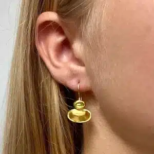 Handmade Peridot 24k gold dangle earrings