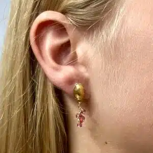 Pink Tourmaline dangle 22k gold earrings