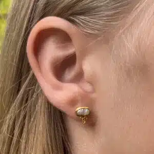 Solid 24k gold Pearl studs earrings