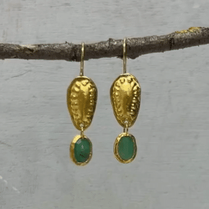 24 karat gold & Emerald dangle earrings