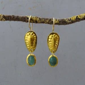 24 karat gold & Emerald dangle earrings