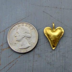 22k gold long heart pendant