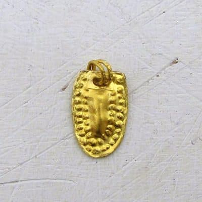 24kt solid gold handmade elliptic pendant