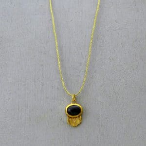Black Cat's Eye 24 Karat Pendant