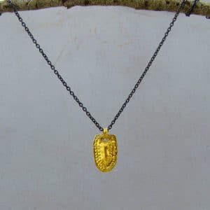 24kt solid gold handmade elliptic pendant