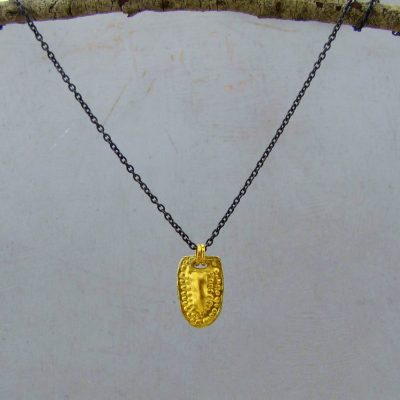 24kt solid gold handmade elliptic pendant