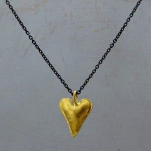 22k gold long heart pendant