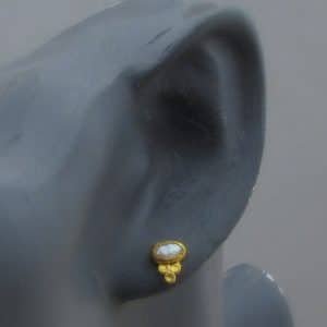 Solid 24k gold Pearl studs earrings