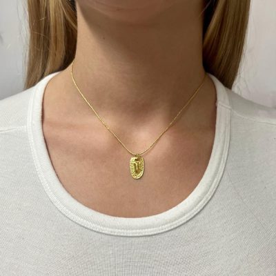 24kt solid gold handmade elliptic pendant