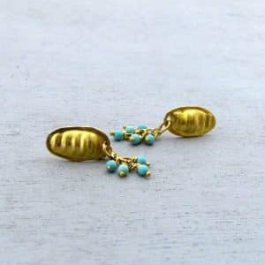 Turquoise dangle 22k gold stud earrings