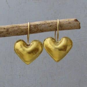 Handmade 22 karat gold heart earrings