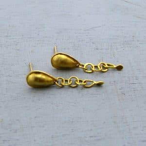 Handmade 22k gold drop chain studs earrings