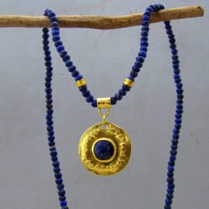Handmade Lapis Lazuli & 22k Gold Necklace
