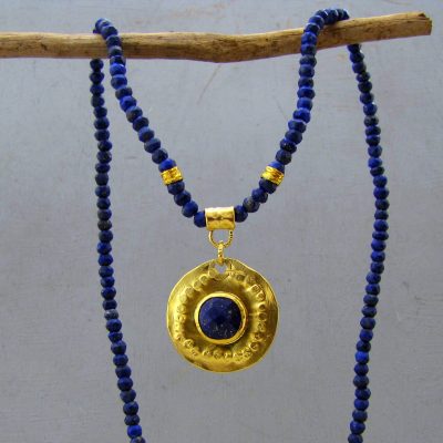 Handmade Lapis Lazuli & 22k Gold Necklace