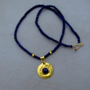 Handmade Lapis Lazuli & 22k Gold Necklace