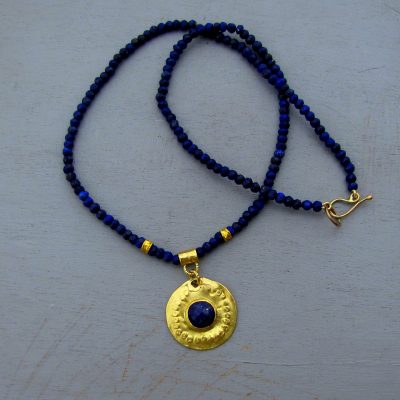 Handmade Lapis Lazuli & 22k Gold Necklace
