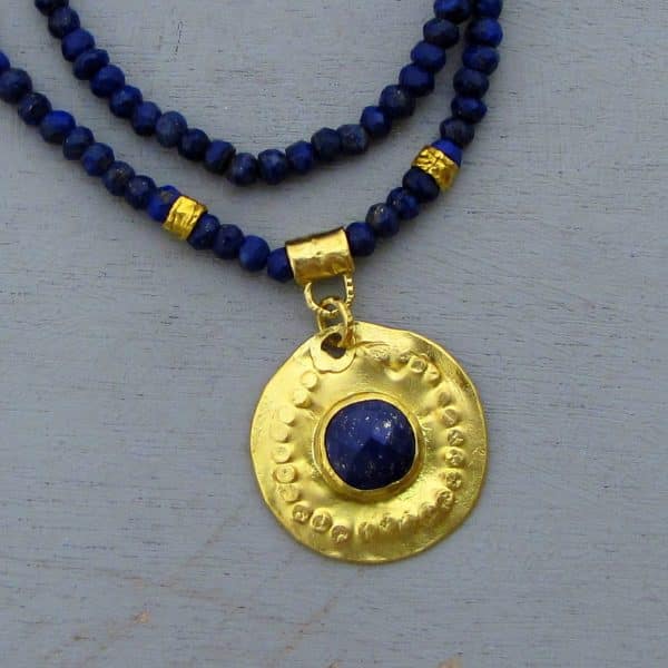 Handmade Lapis Lazuli & 22k Gold Necklace