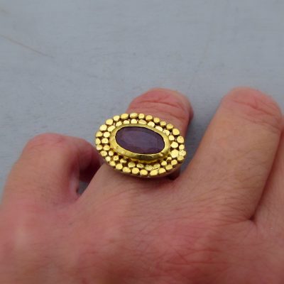 Ruby 24k gold and silver signet ring
