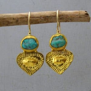 Turquoise & 24k gold drop earrings