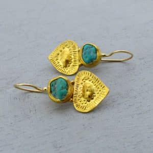 Turquoise & 24k gold drop earrings
