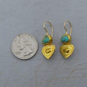 Turquoise & 24k gold drop earrings