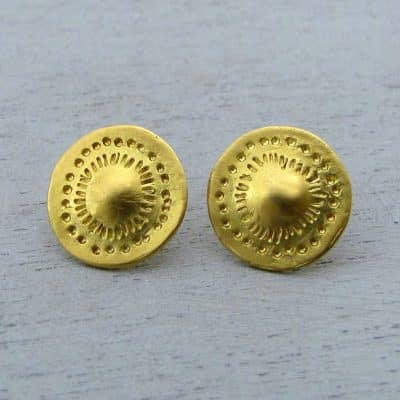 Handmade 18 karat gold mandala studs