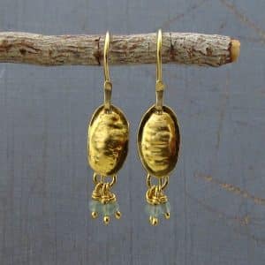 22k gold and Aventurine dangle handmade earrings