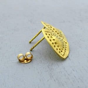 Handmade 18 karat gold triangle studs