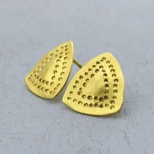 Handmade 18 karat gold triangle studs