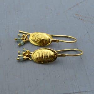 22k gold and Aventurine dangle handmade earrings