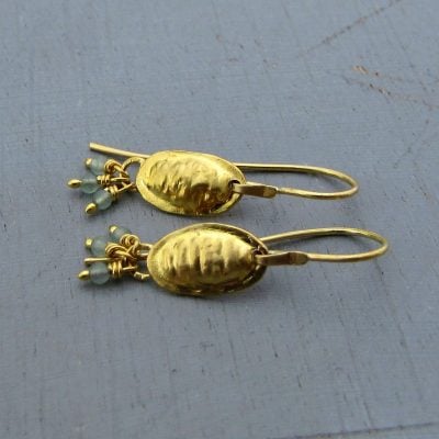 22k gold and Aventurine dangle handmade earrings
