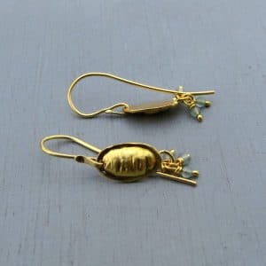 22k gold and Aventurine dangle handmade earrings