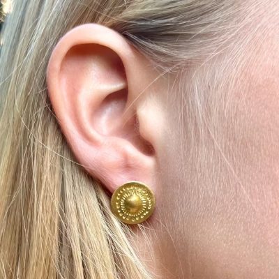 Handmade 18 karat gold mandala studs