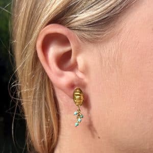 22k gold and Aventurine dangle handmade earrings