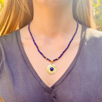 Handmade Lapis Lazuli & 22k Gold Necklace