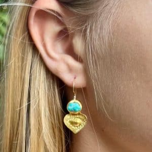 Turquoise & 24k gold drop earrings