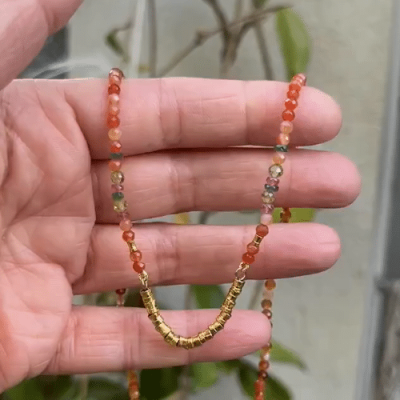 24k gold & Carnelian beads handmade necklace