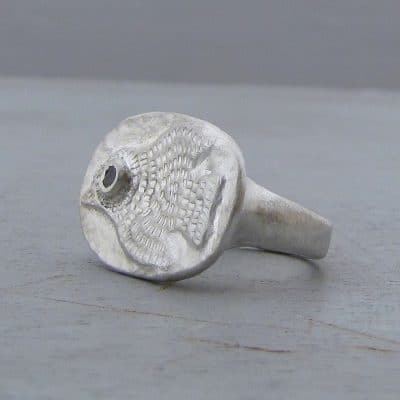 Handmade silver and Garnet bird ring