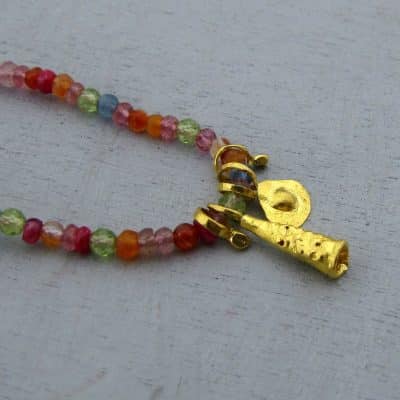 Strawberry Quartz 24k gold beaded necklace