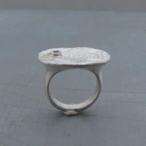 Handmade silver and Garnet bird ring