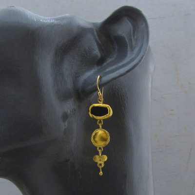 22K gold drop earrings with black Onyx