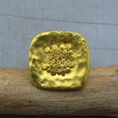 Solid 24k gold and silver granulated ring