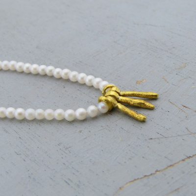 Pearls and 24k gold necklace